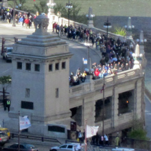 Crossing Michigan Avenue bridge